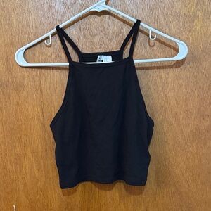 Black Women's Crop Halter Top